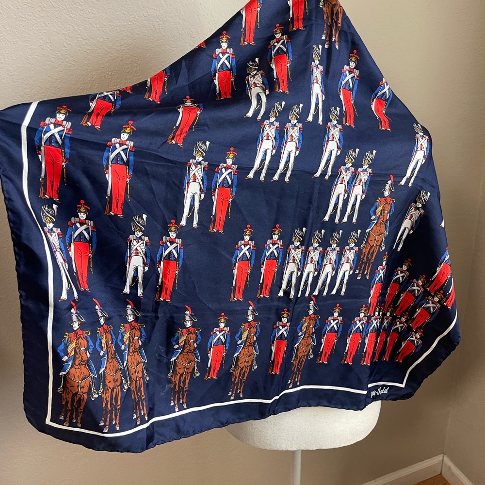 Marie Chantal Navy Blue Equestrian Print Scarf